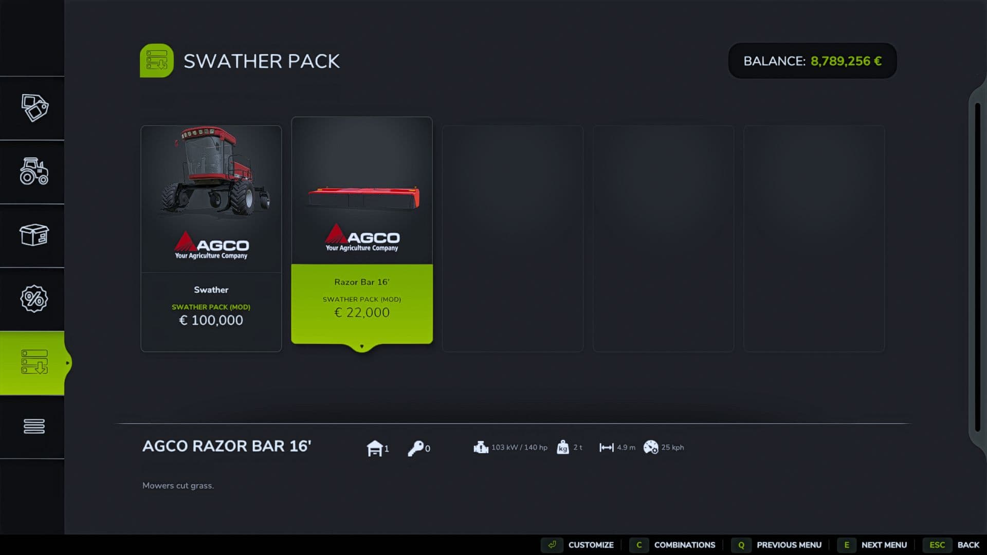 AGCO Swather Pack 4