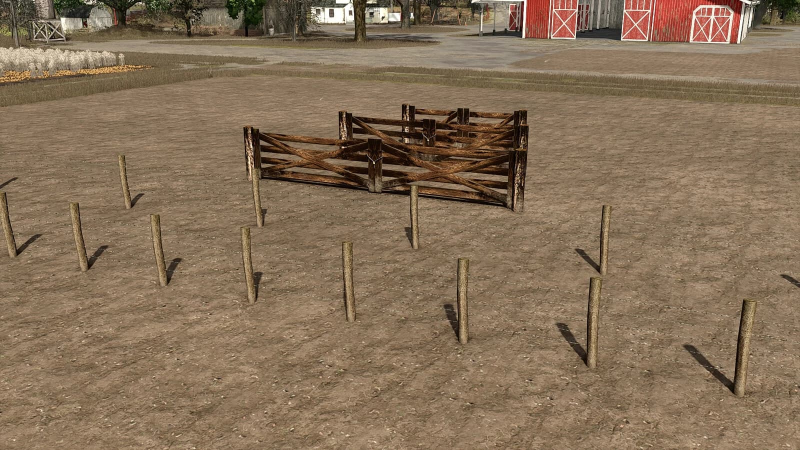 Barbed Wire Fence And Wooden Gate 2