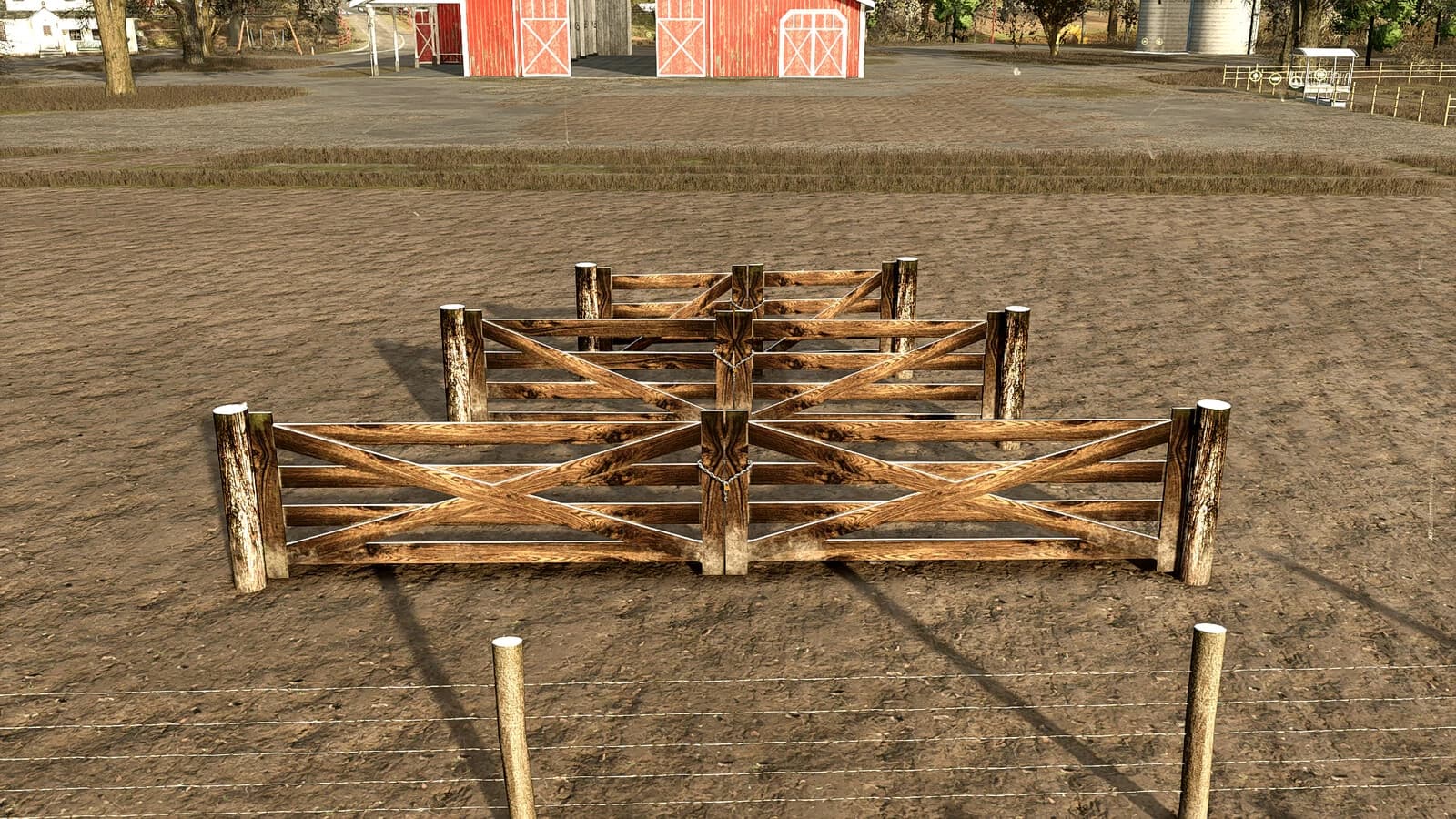 Barbed Wire Fence And Wooden Gate