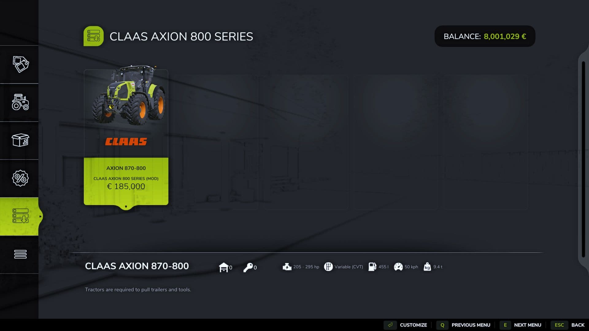 Claas Axion 800 Series EU & US 3