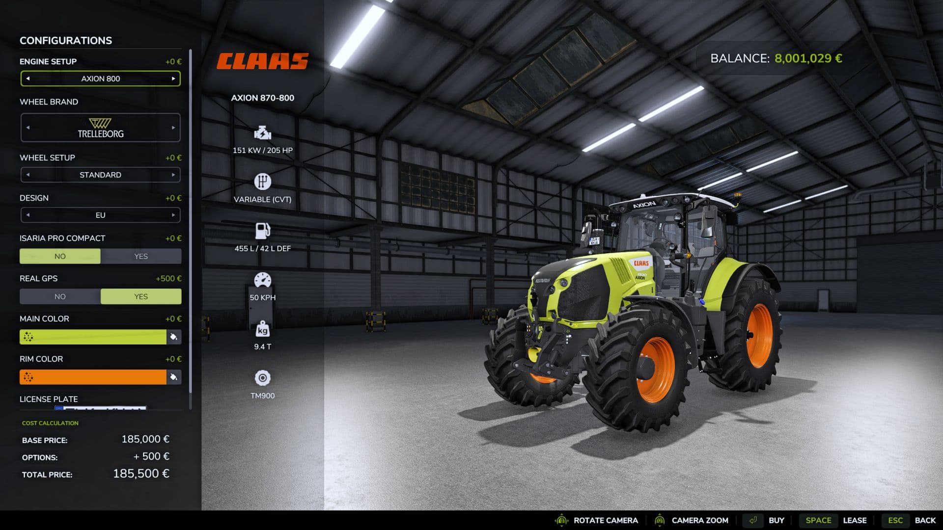 Claas Axion 800 Series EU & US 2
