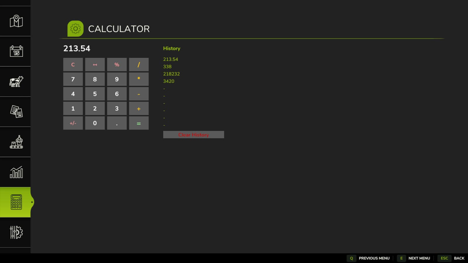 Menu Calculator 3