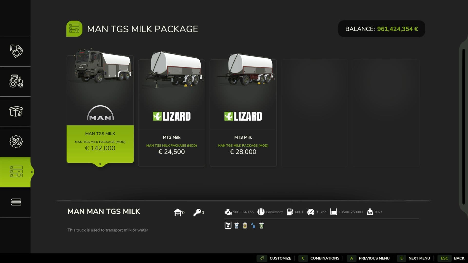 Man Milchtransport Pack 4