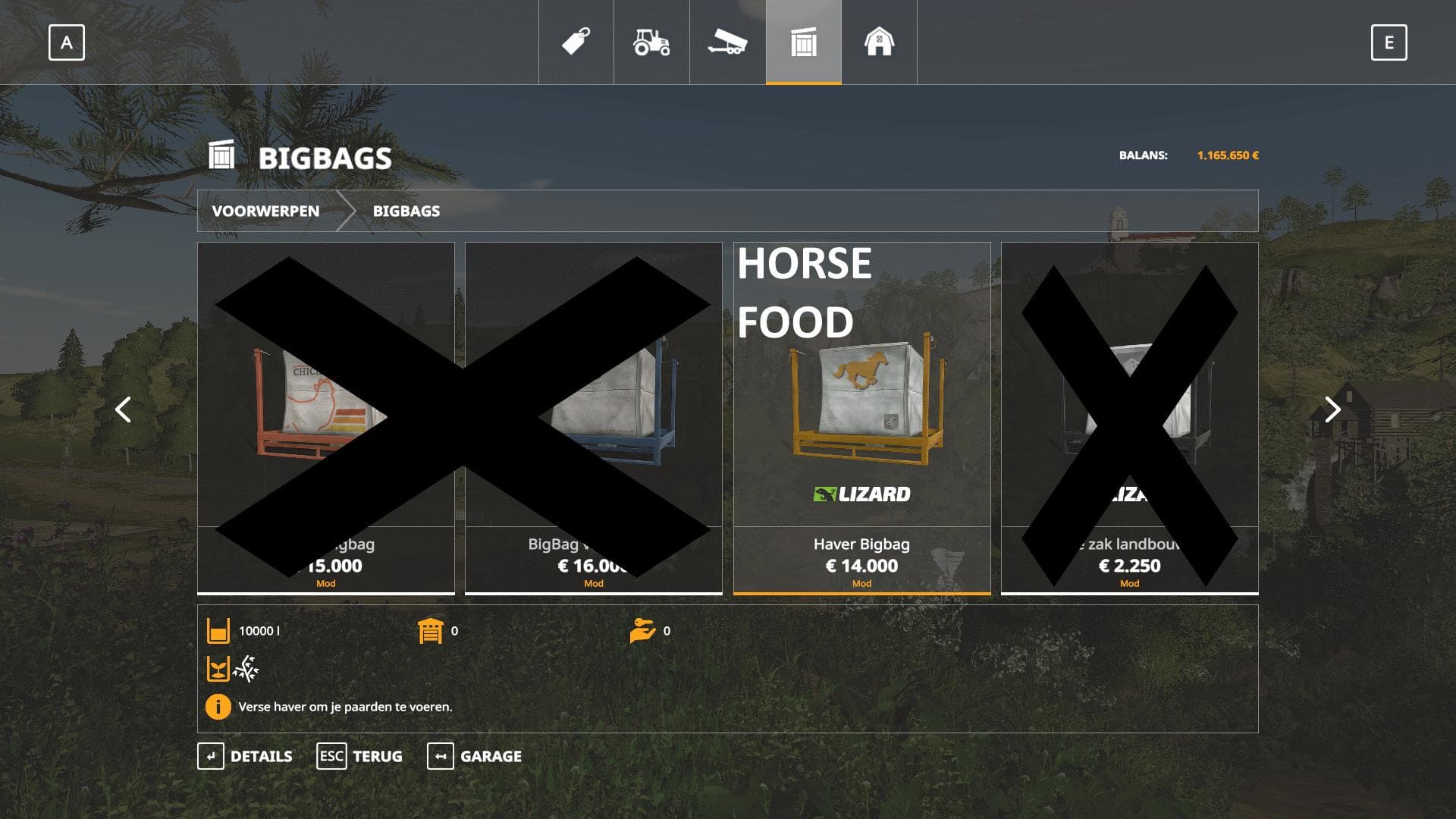 10K capacity bigBag Horse Food