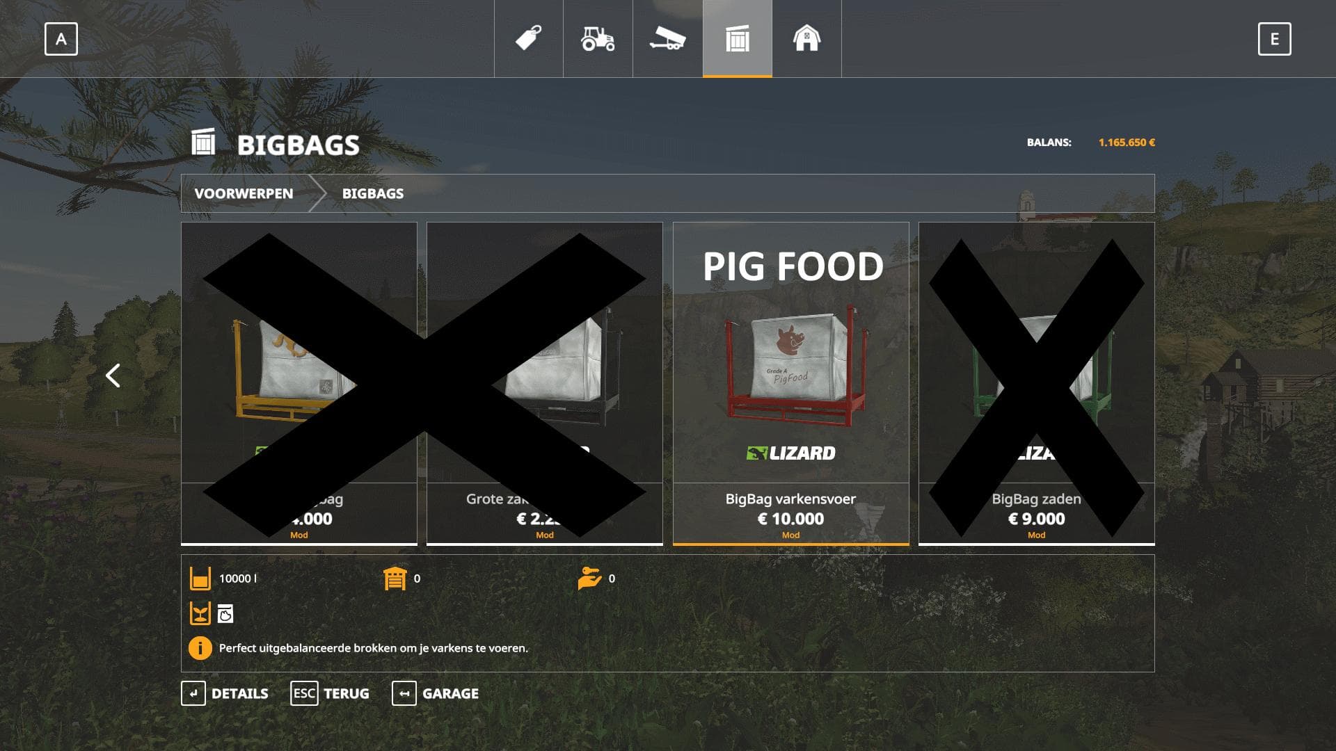 10K capacity bigBag Pig Food