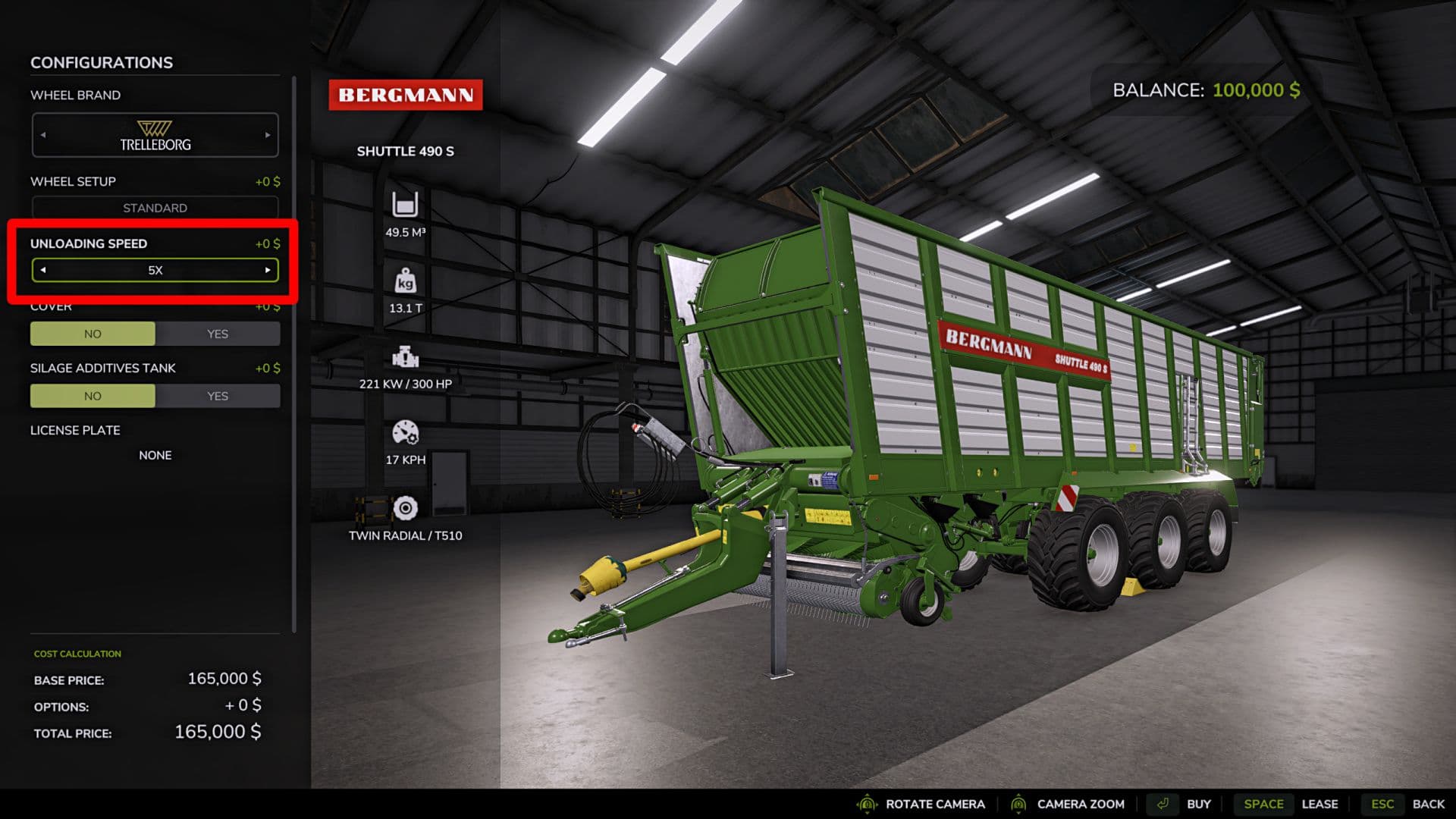 Adjustable unloading speed 3