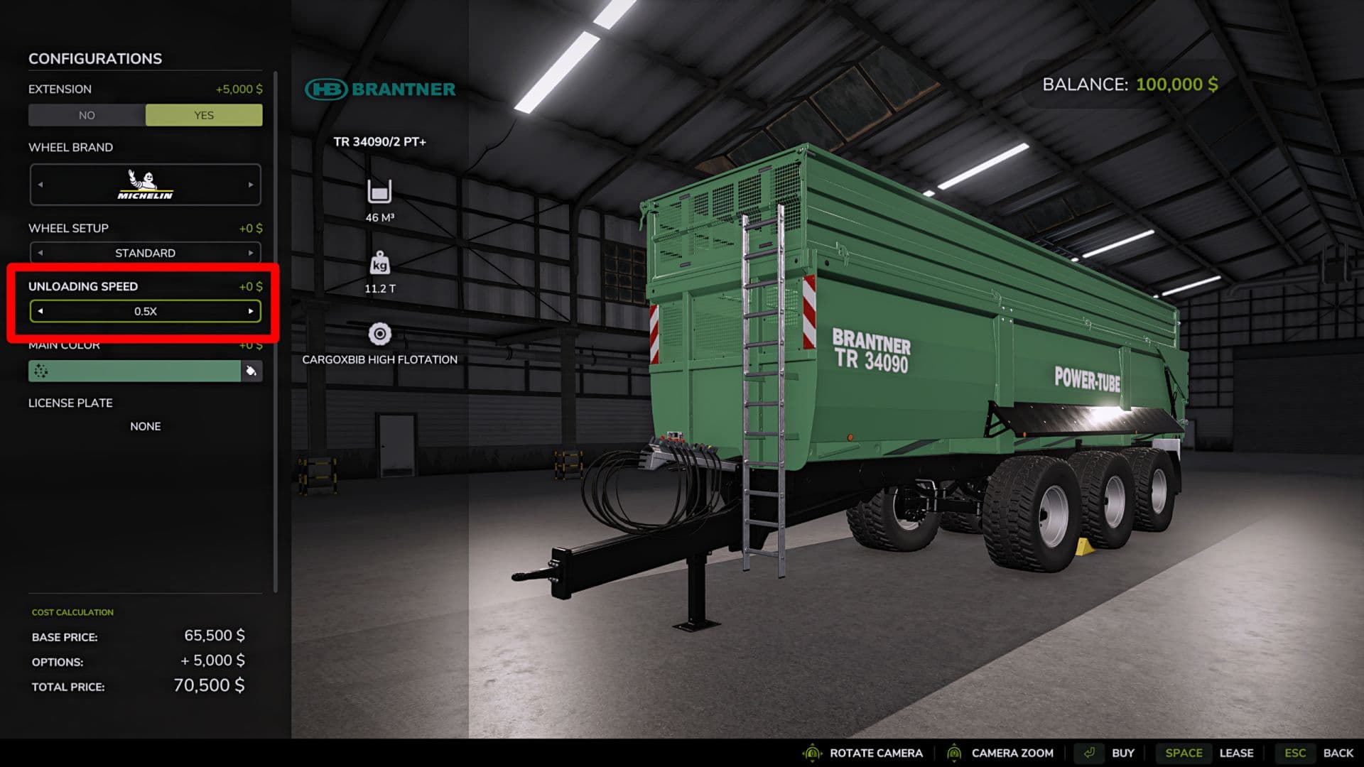Adjustable unloading speed 2