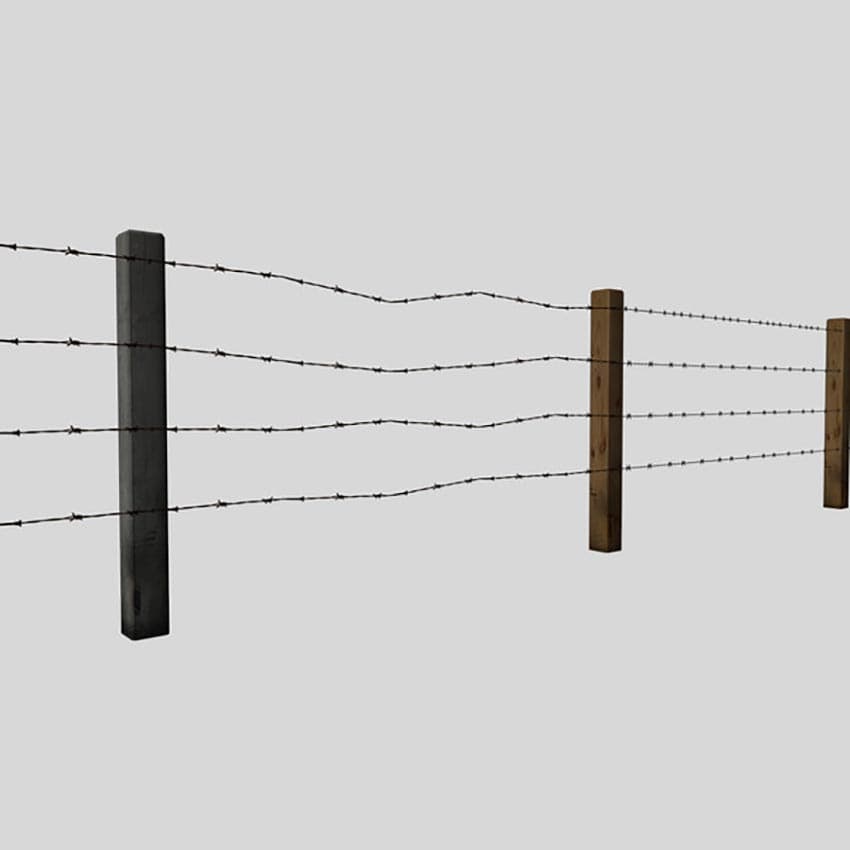 Barbed Wire Fence Old and New V E1