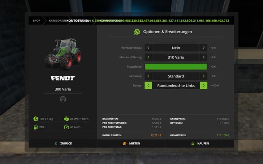 Fendt 300 Vario with beacon Lights [MP]