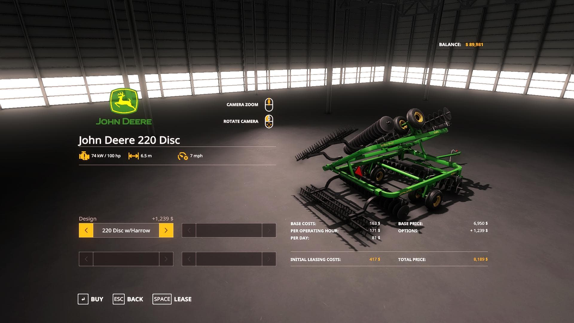 John Deere 220 Disc