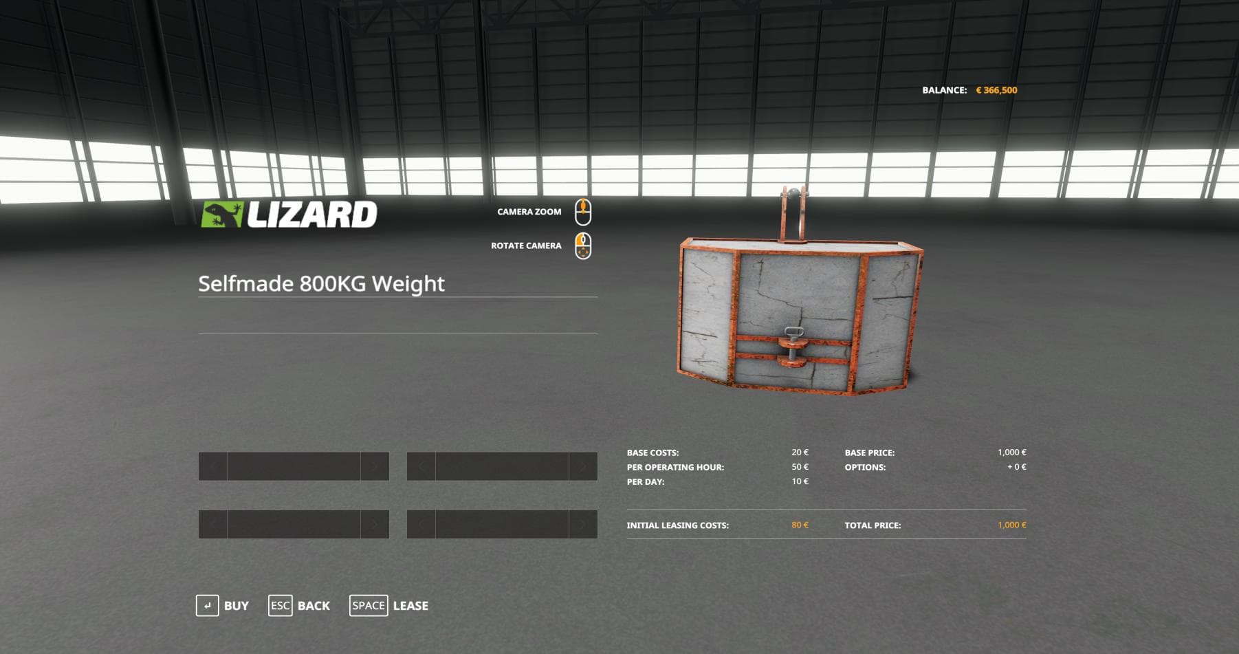 Lizard Self made 800kg Weigh