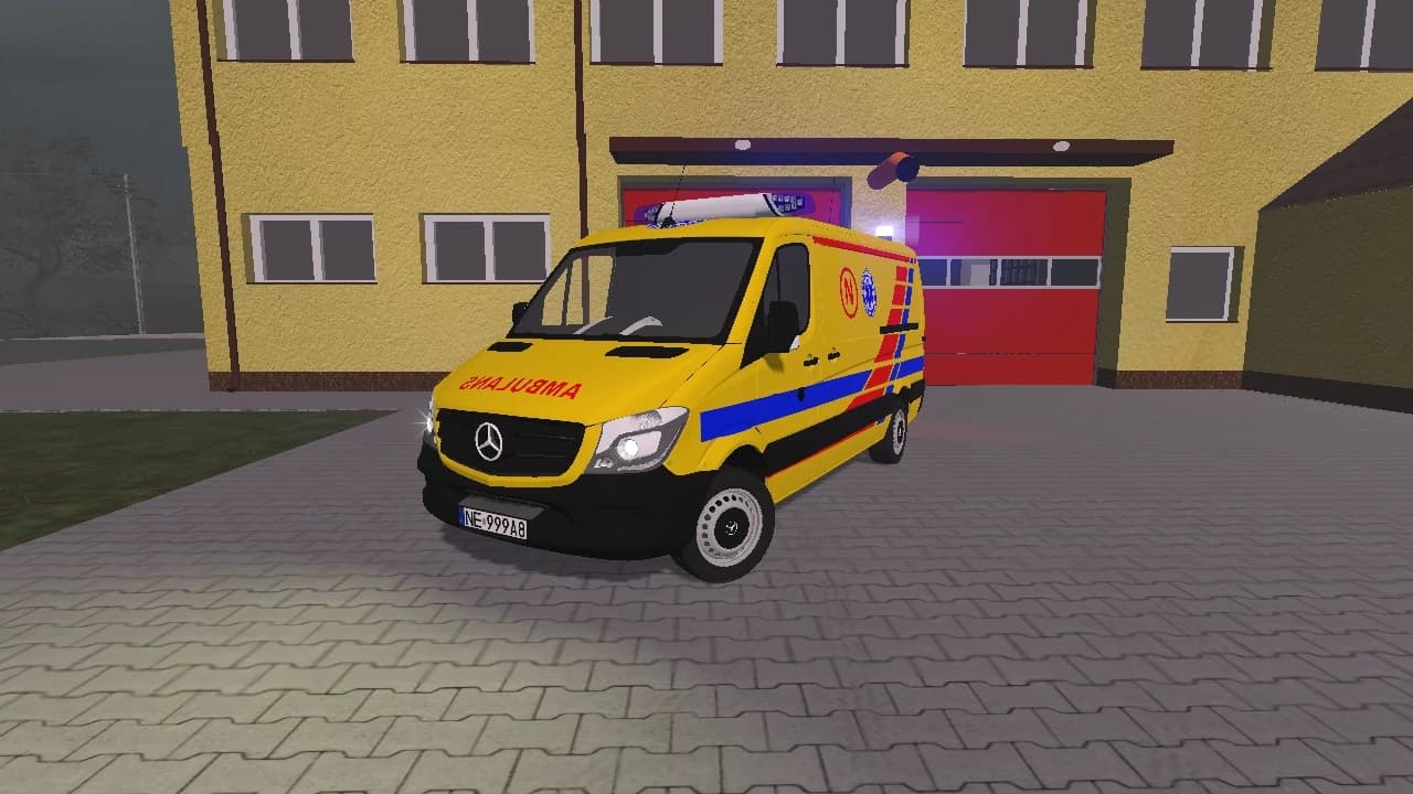 Mercedes Benz Sprinter karetka ,,N'' Noworodkowa w kolorze żółtym 2