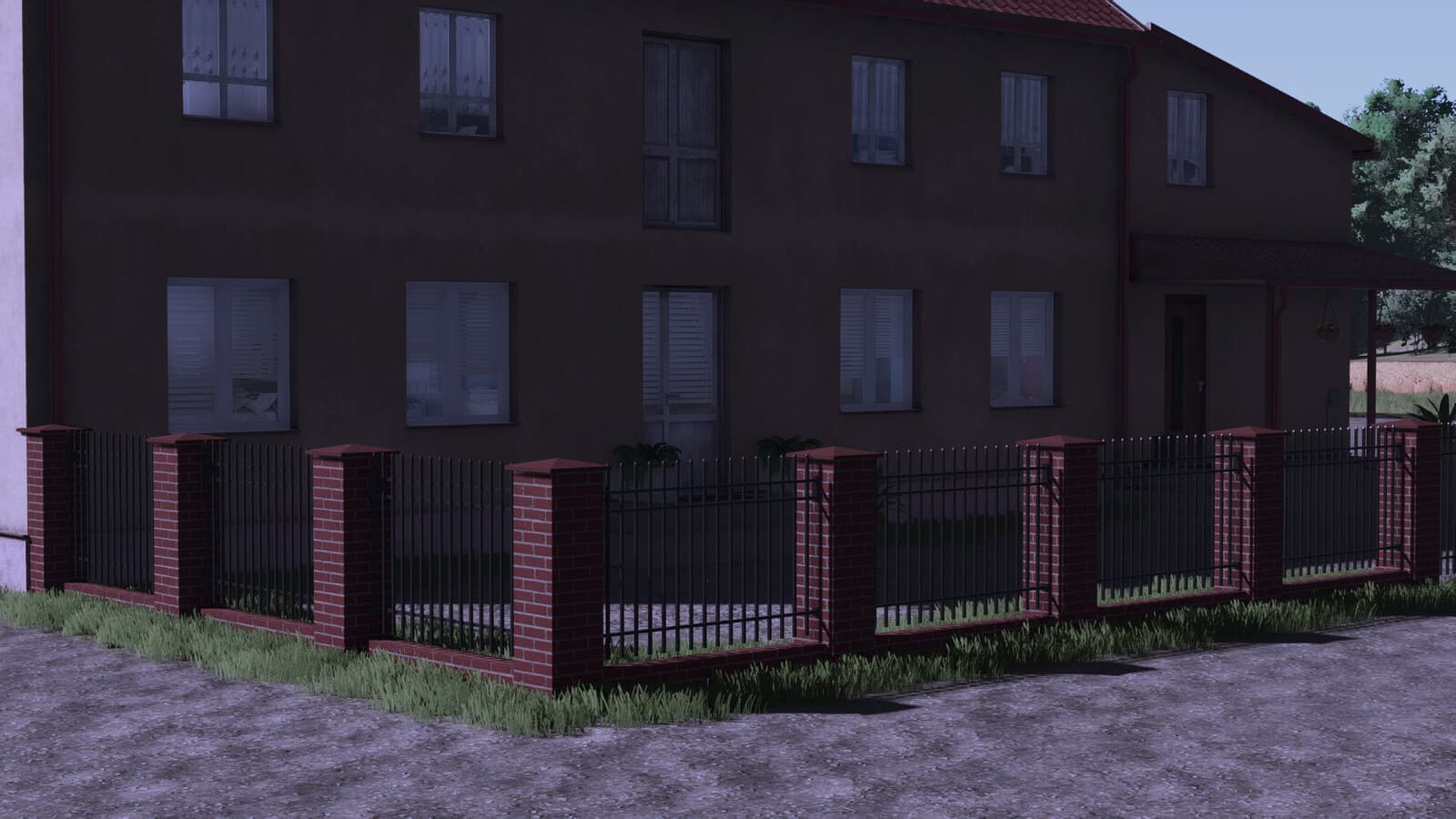 Red Brick And Metal Fence (Prefab*)