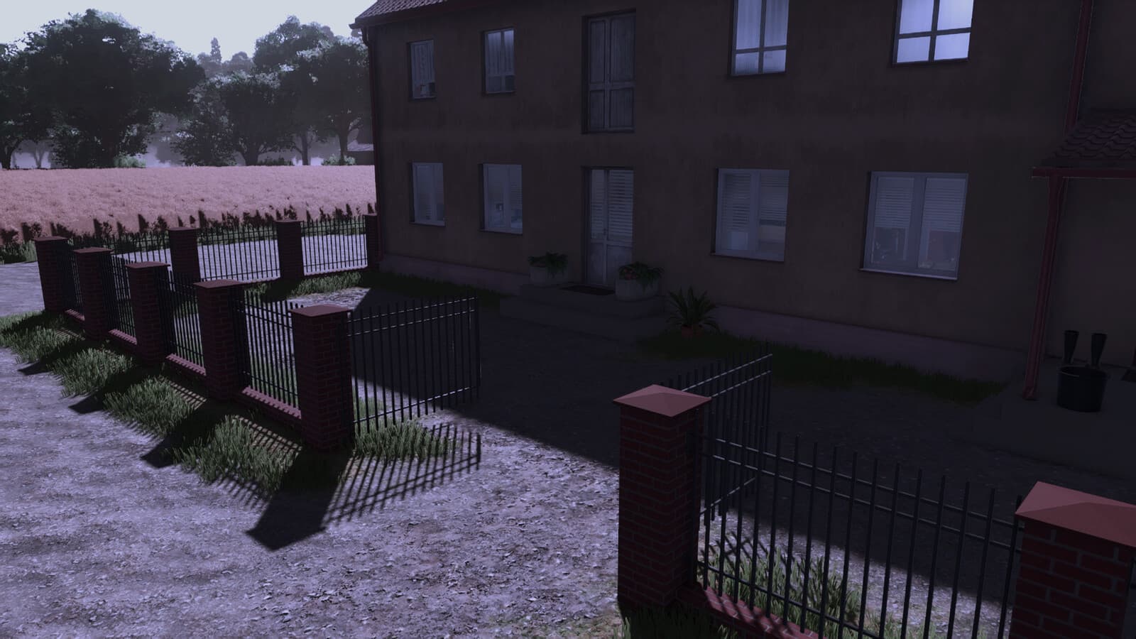 Red Brick And Metal Fence 2