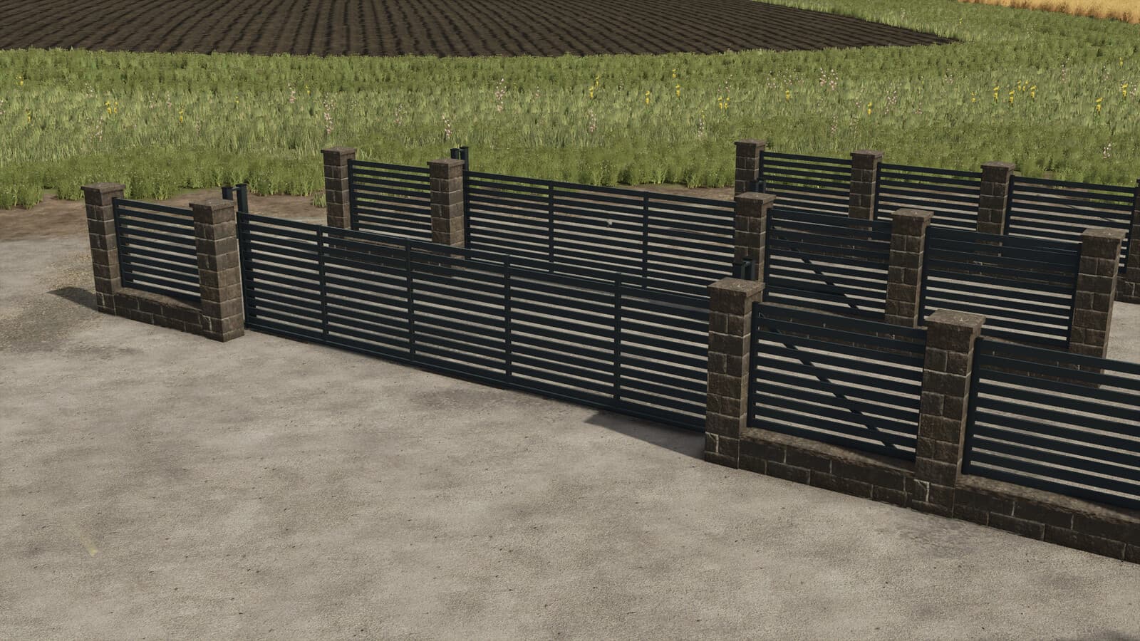 Rustic Brick And Metal Fence 3
