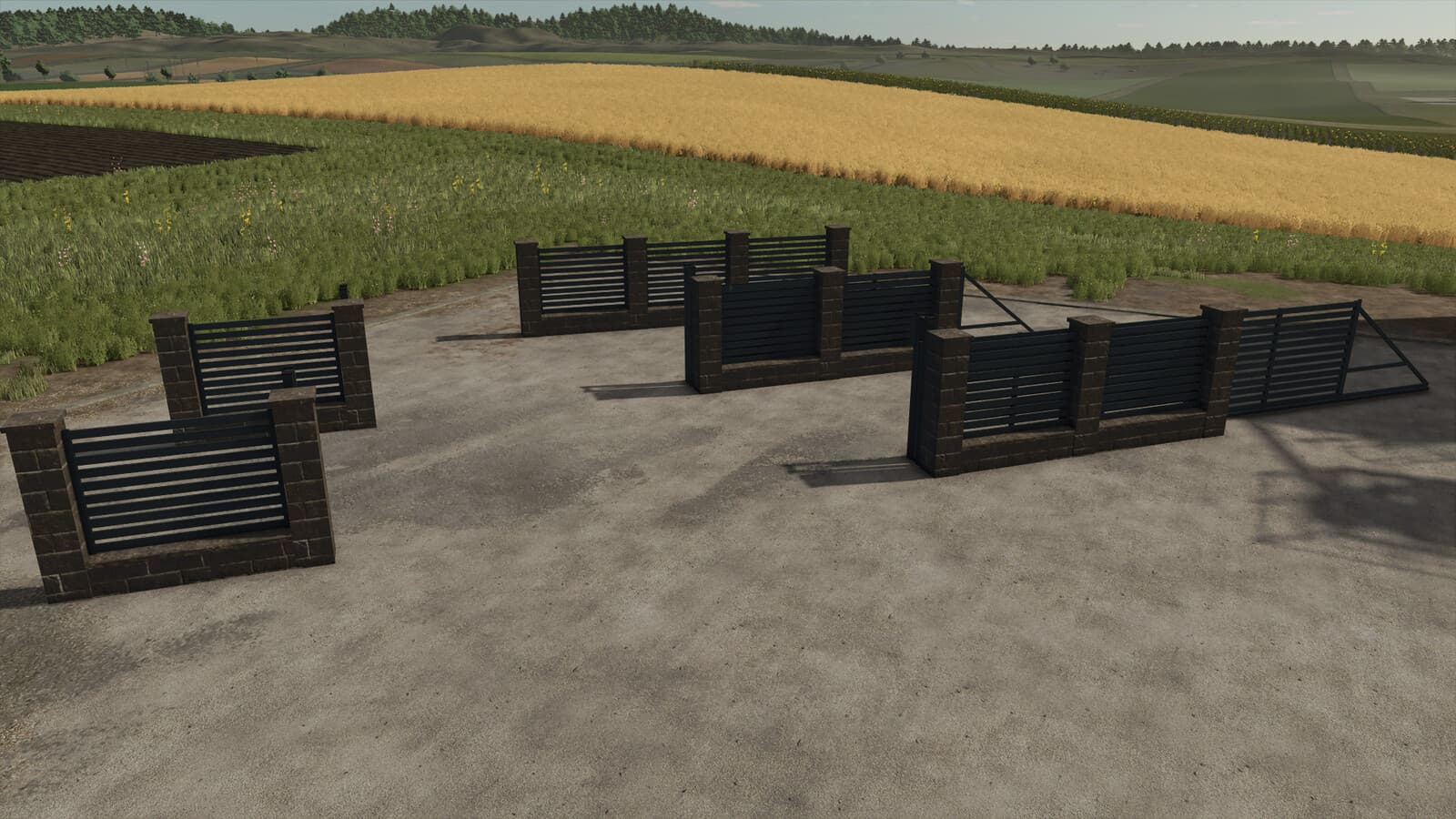 Rustic Brick And Metal Fence 2