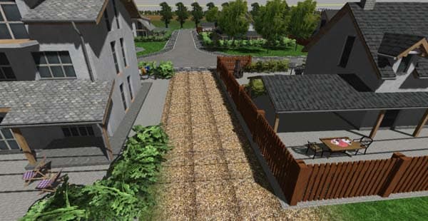 Terrain washing concrete slab