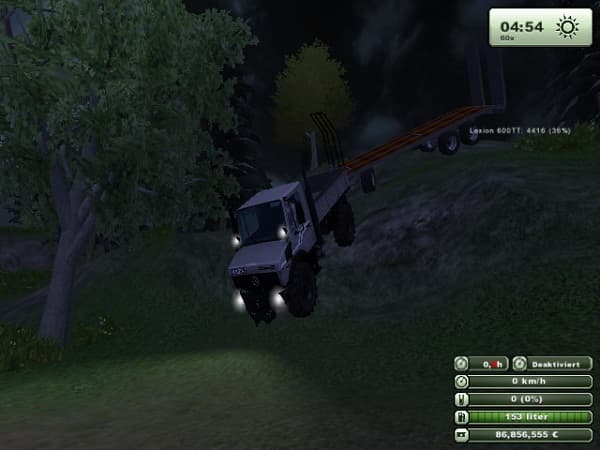 Unimog with a flat trailer