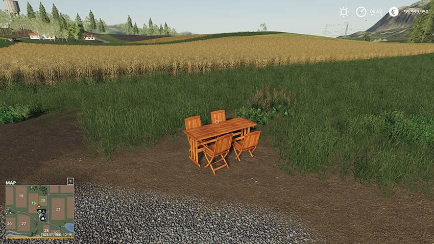 Wooden table with chairs to place