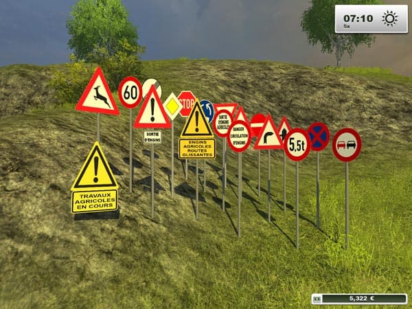 Panneaux routiers placables