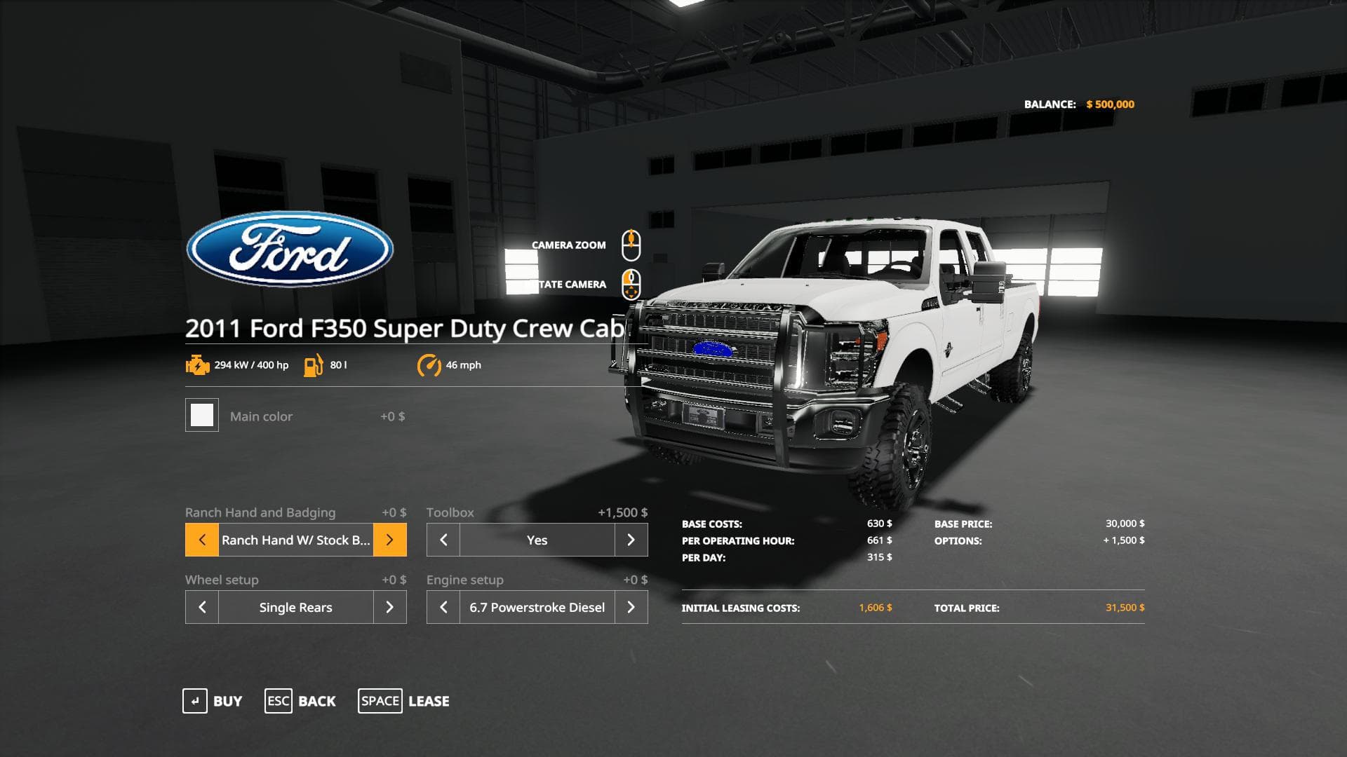 2011 FORD F350 SUPER DUTY W/ 6.7L POWERSTROKE DIESEL FIXED 4