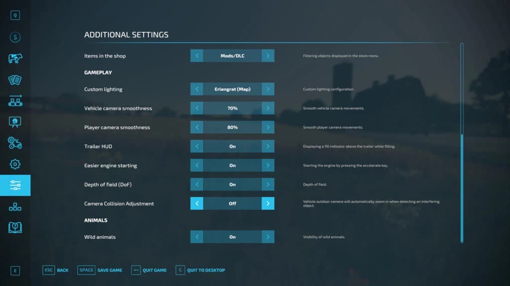 ADDITIONAL GAME SETTINGS 2