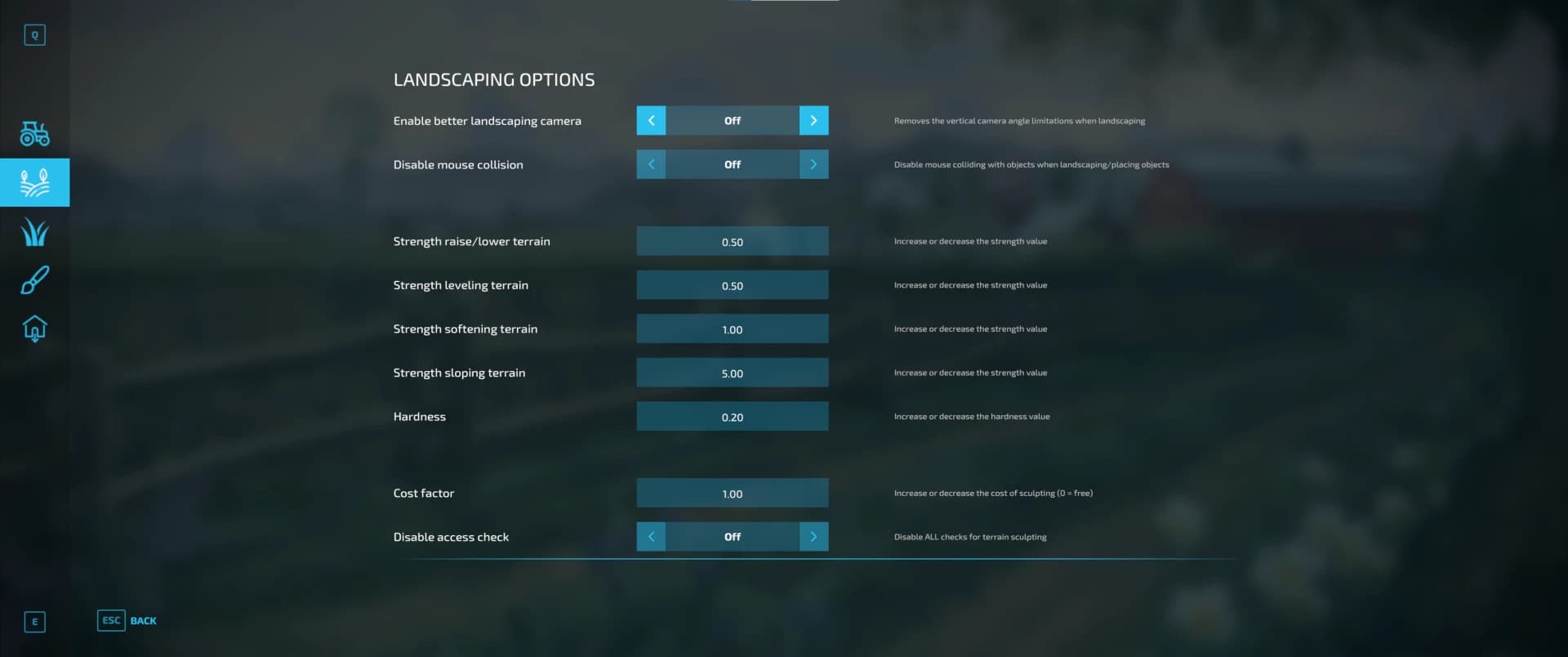 ADVANCED GAMEPLAY SETTINGS