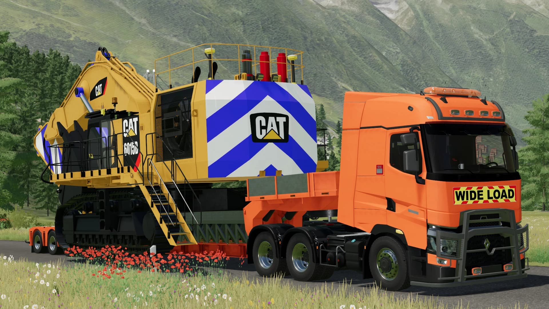 CAT 6015B + 5 AXLE LOW LOADER