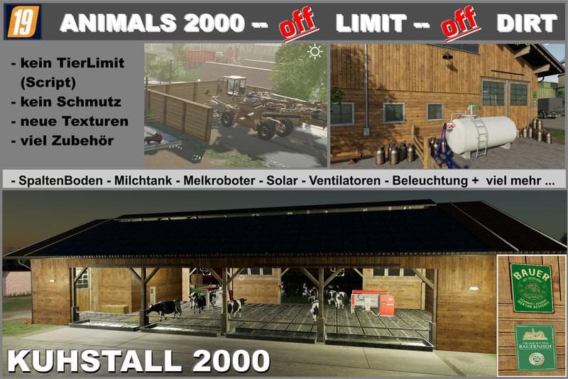 Cowshed 2000 without animal limit + no pollution + accessories 5