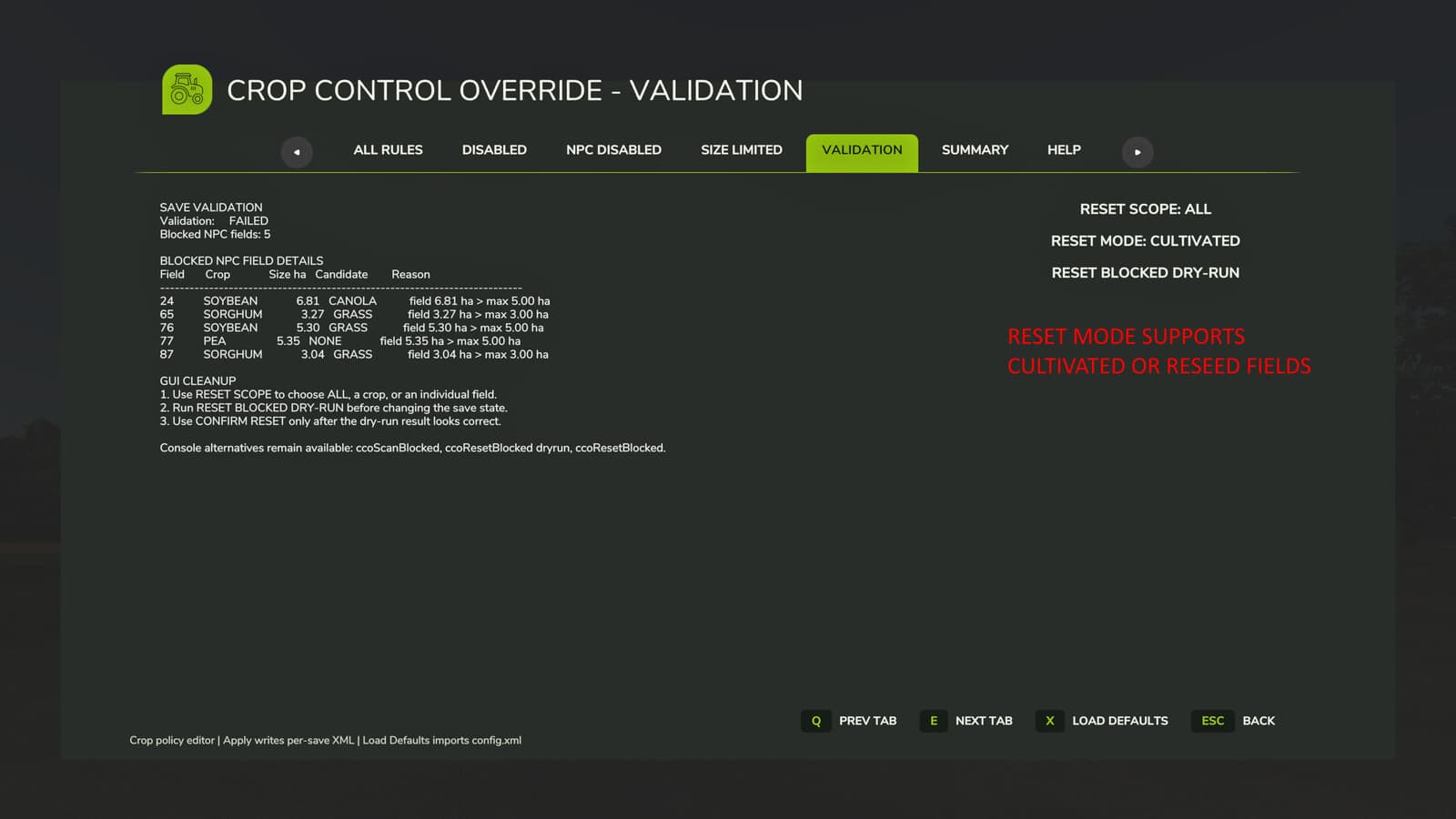 Crop Control Override 3