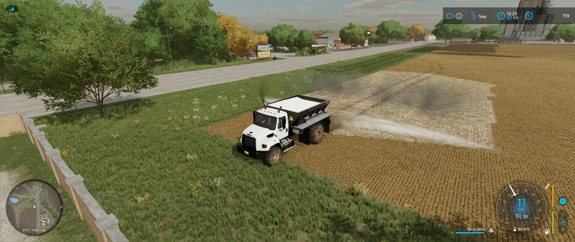 FREIGHTLINER 108SD WITH NEW LEADER L4330G4 LIME / FERTILIZER SPREADER 4