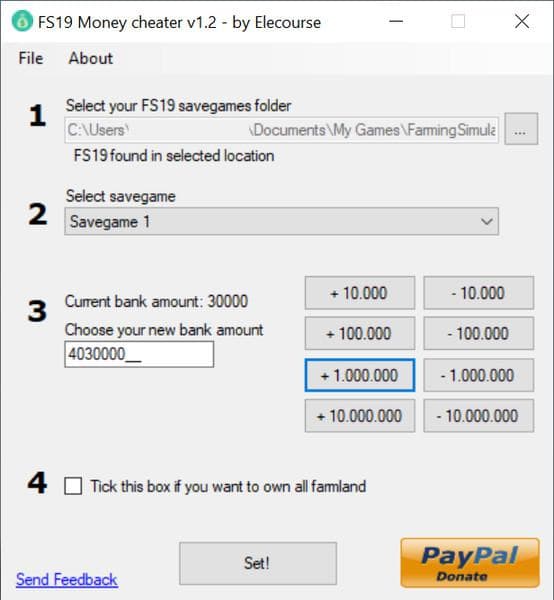 FS19 Money Cheater