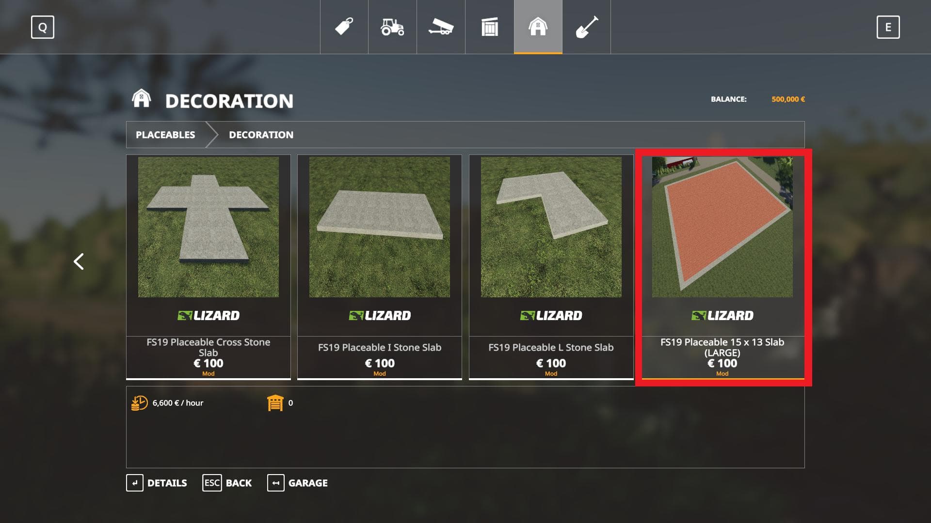 FS19 Placeable Large Slab