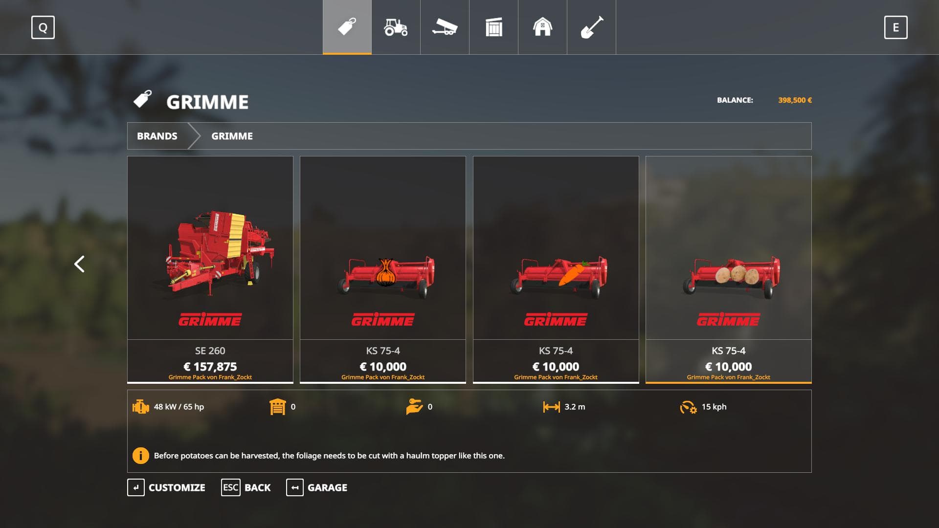 GRIMME PACK SE260 KS75