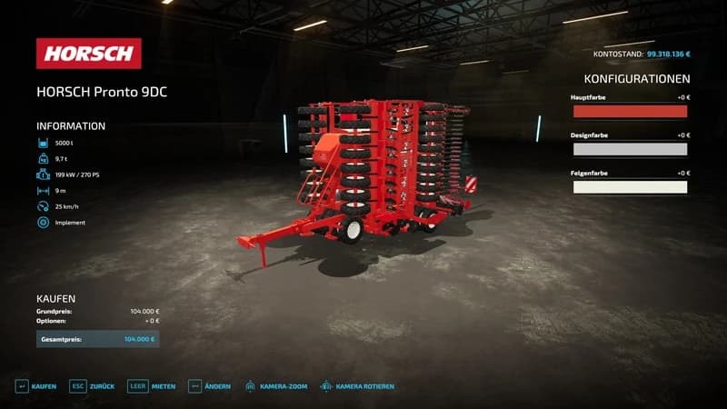 HORSCH PRONTO 9 DC MULTICOLOR