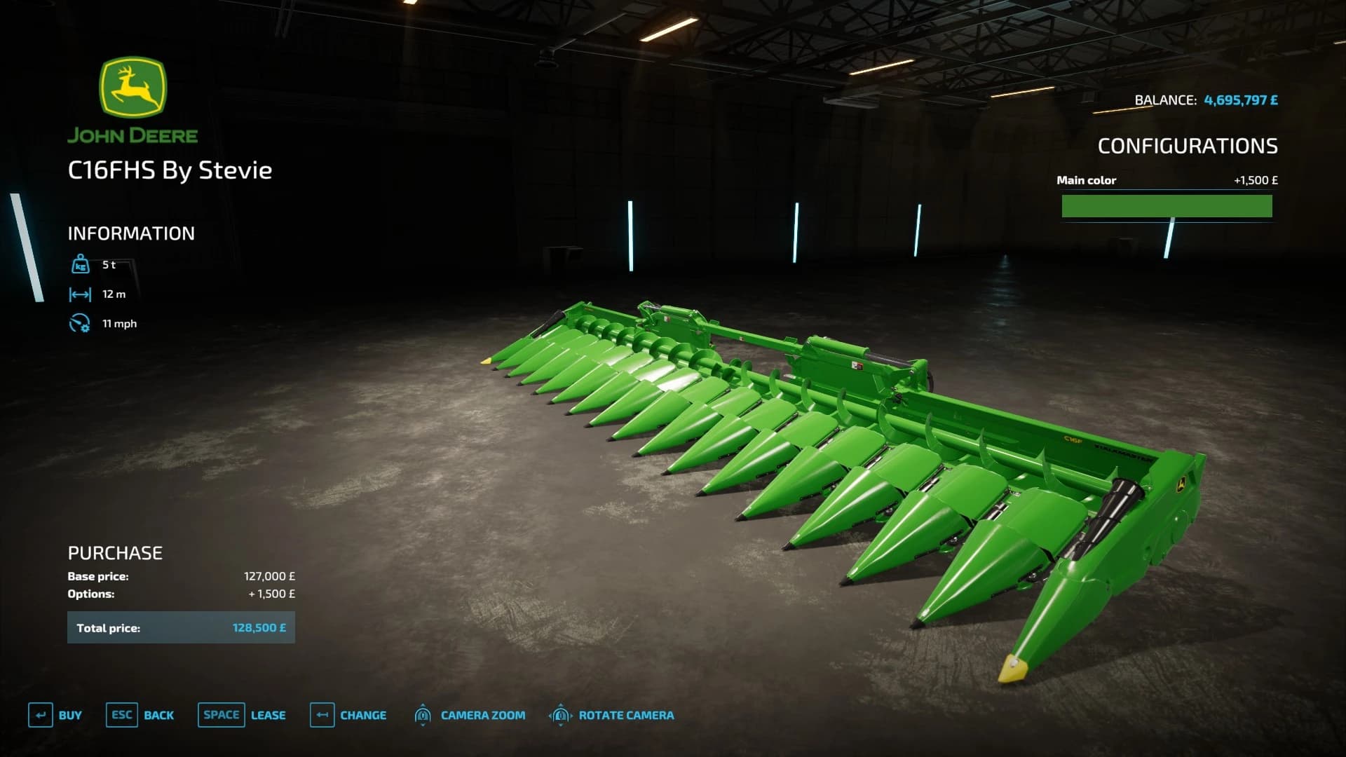 JD C16F CORN HEADER