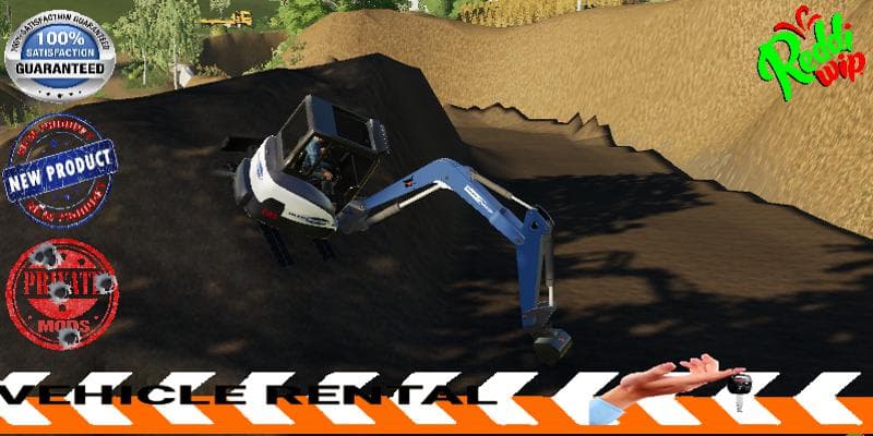 MINI EXCAVATOR BLEU BLANC 2