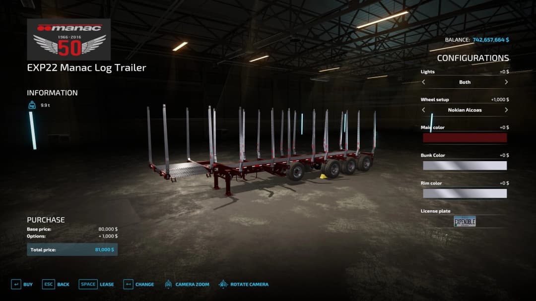 Manac Log Trailer