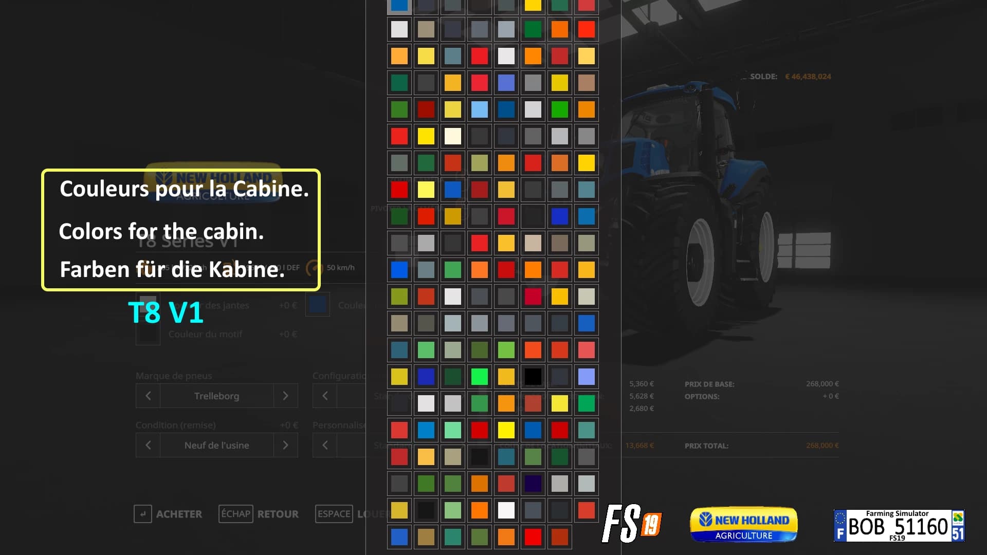NEW HOLLAND T8 &amp; BY BOB51160 3