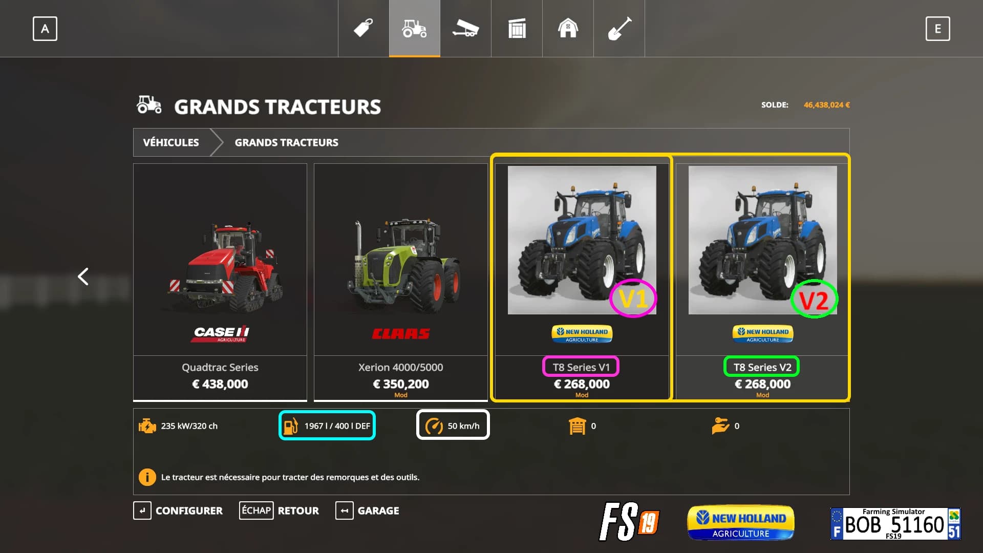 NEW HOLLAND T8 &amp; BY BOB51160