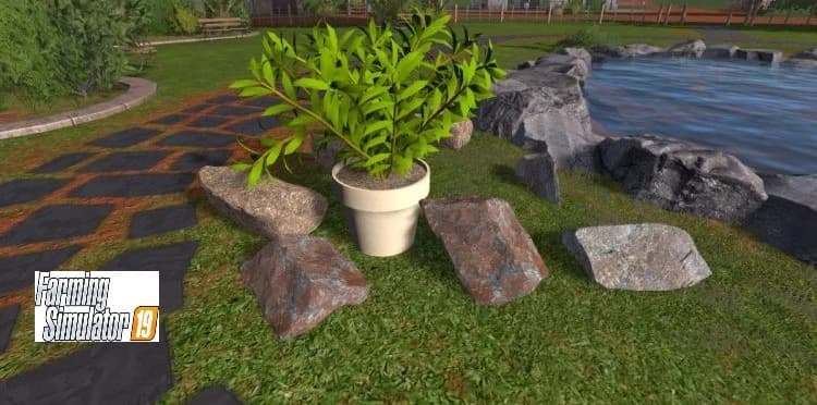 PLACEABLE FLOWERPOT AND ROCKS