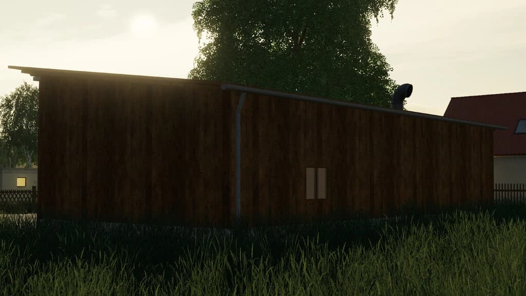SHED WITH WOODCHIP HEATING