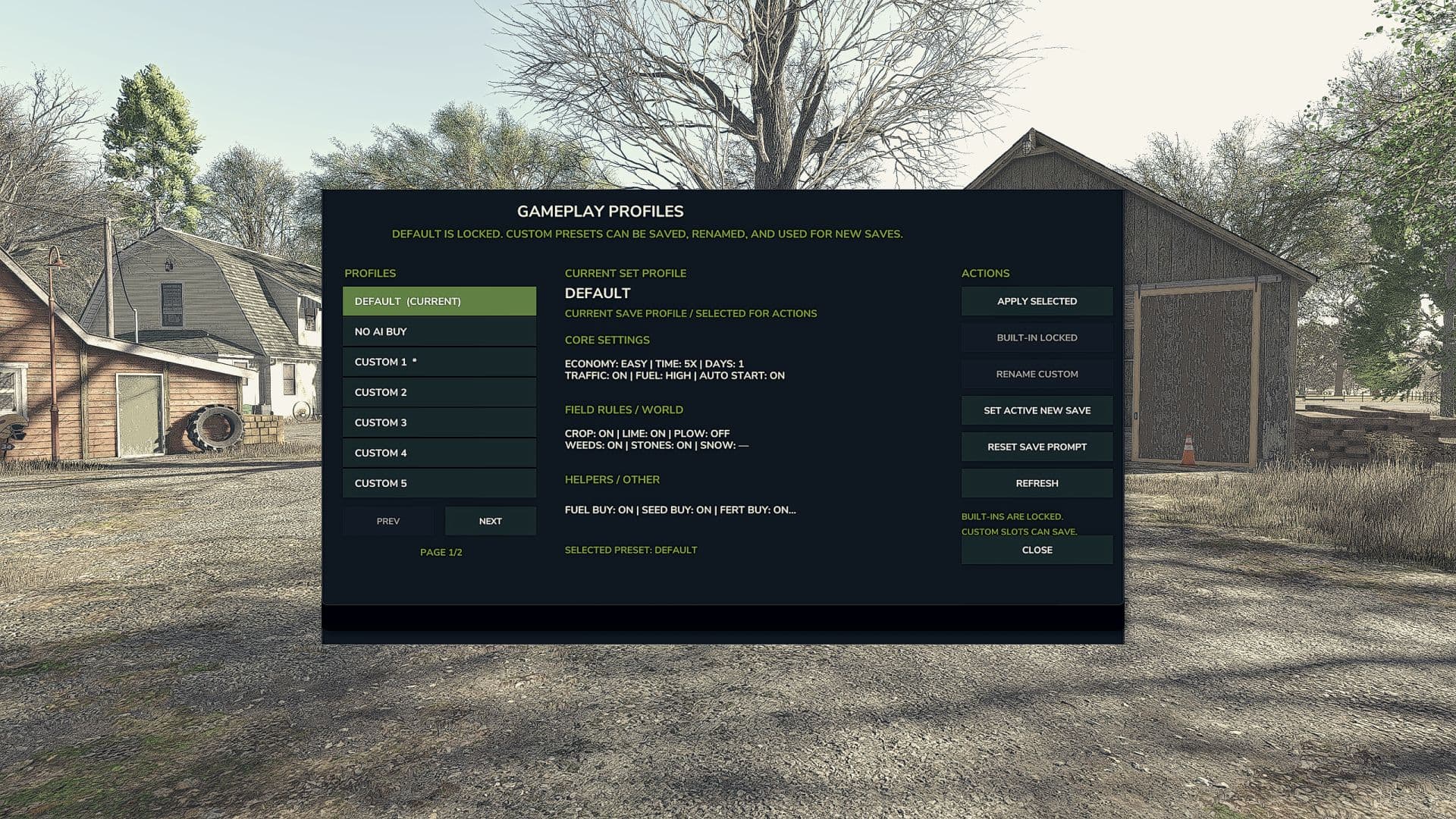 Save Gameplay Settings