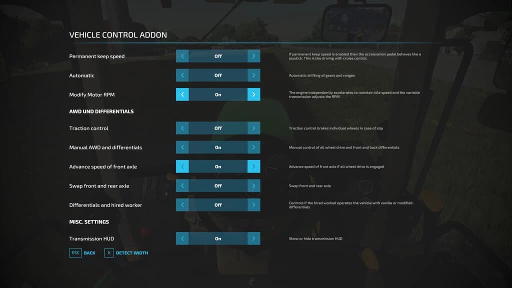 VEHICLE CONTROL ADDON