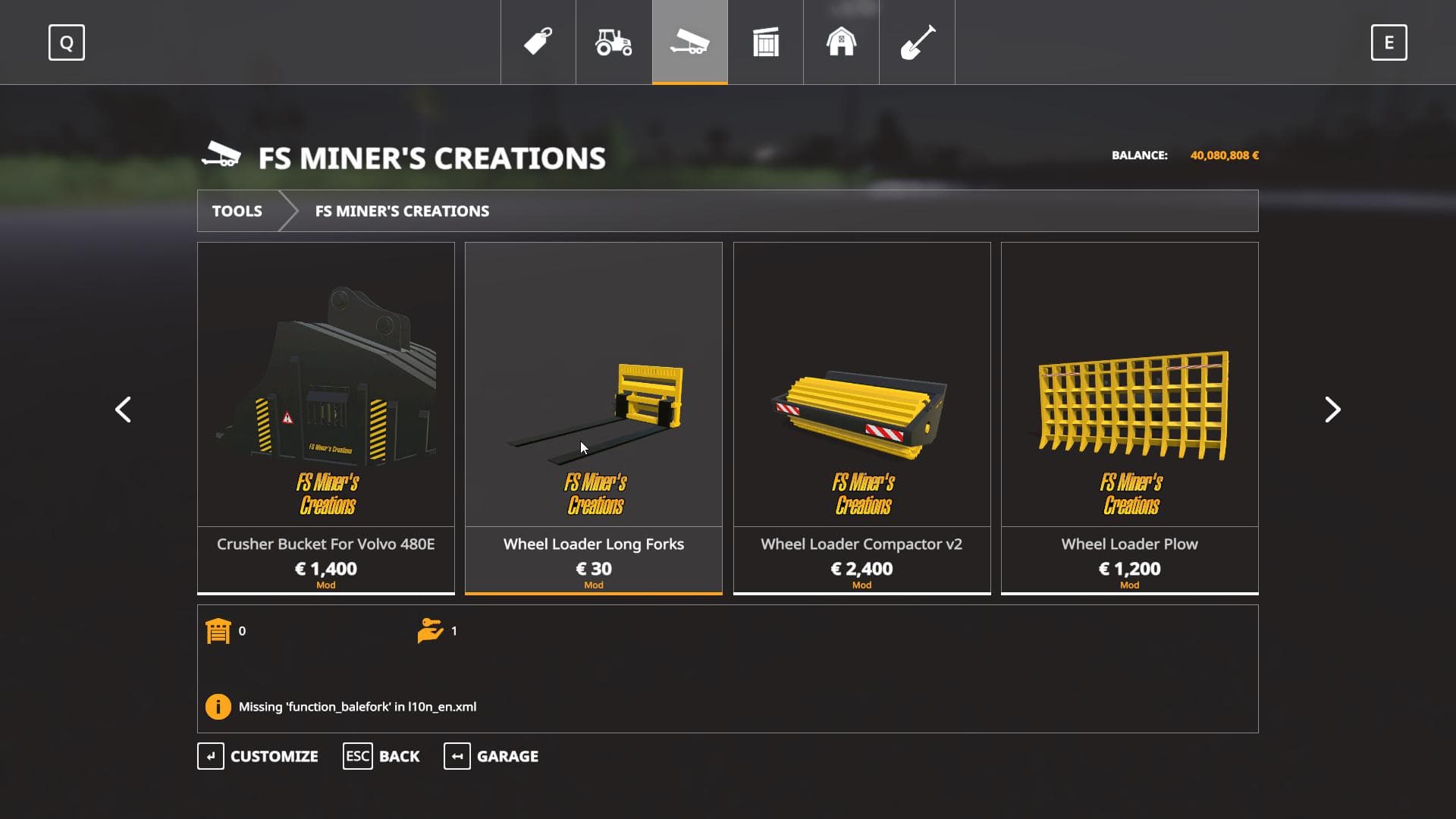 WHEEL LOADER LONG FORKS 3