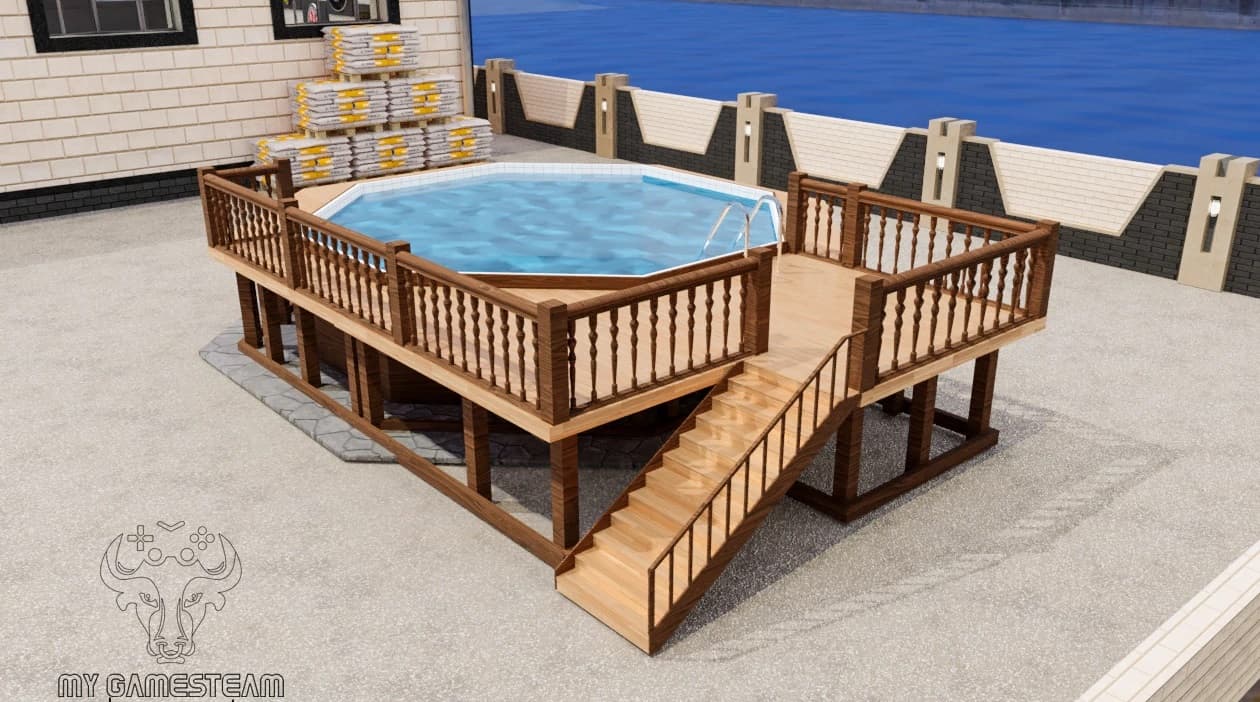 WOODEN POOL DECK