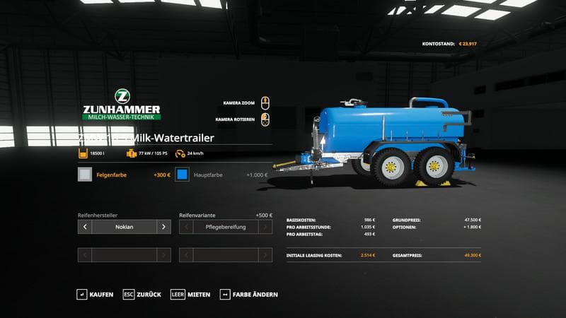 Zunhammer milk water trailer