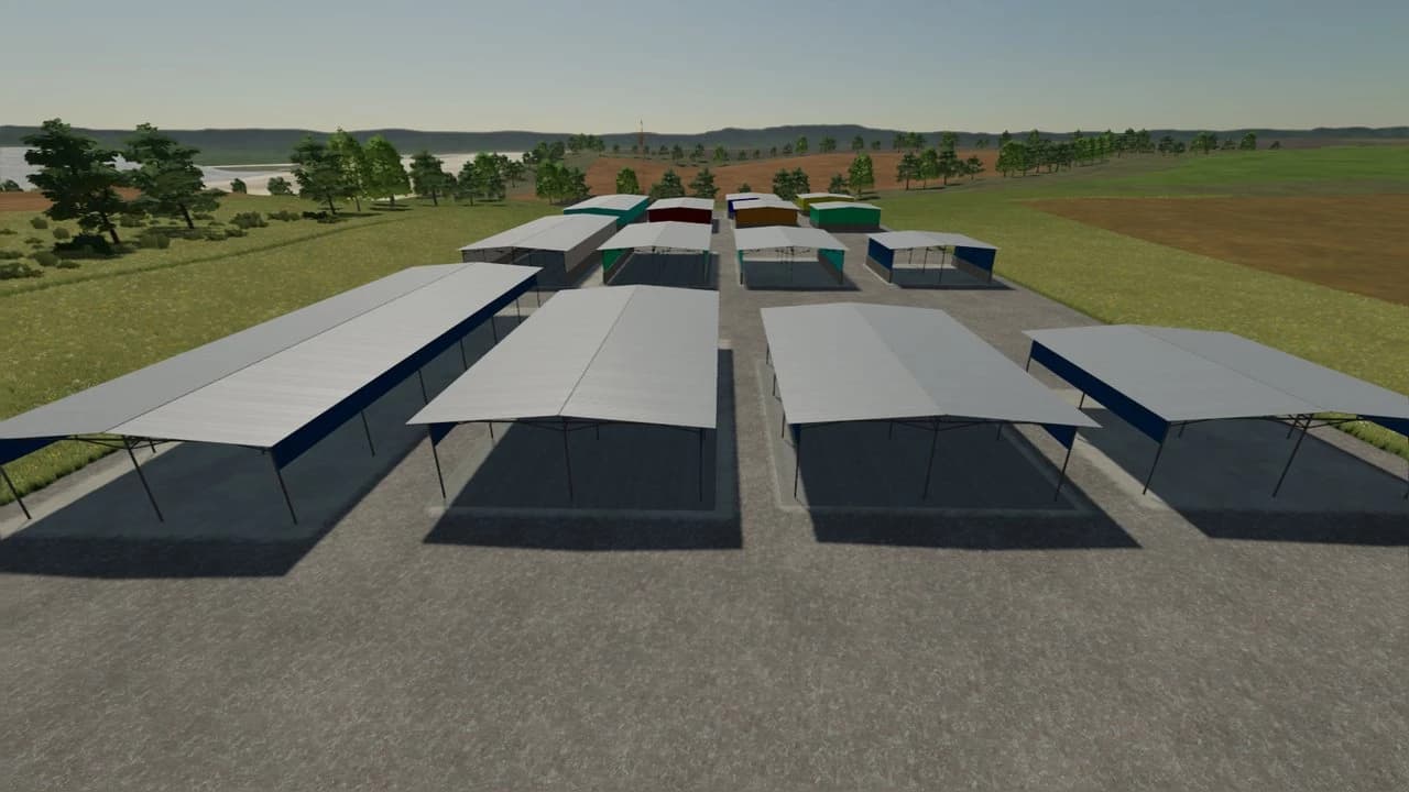A SET OF METAL HANGARS/WAREHOUSES 4