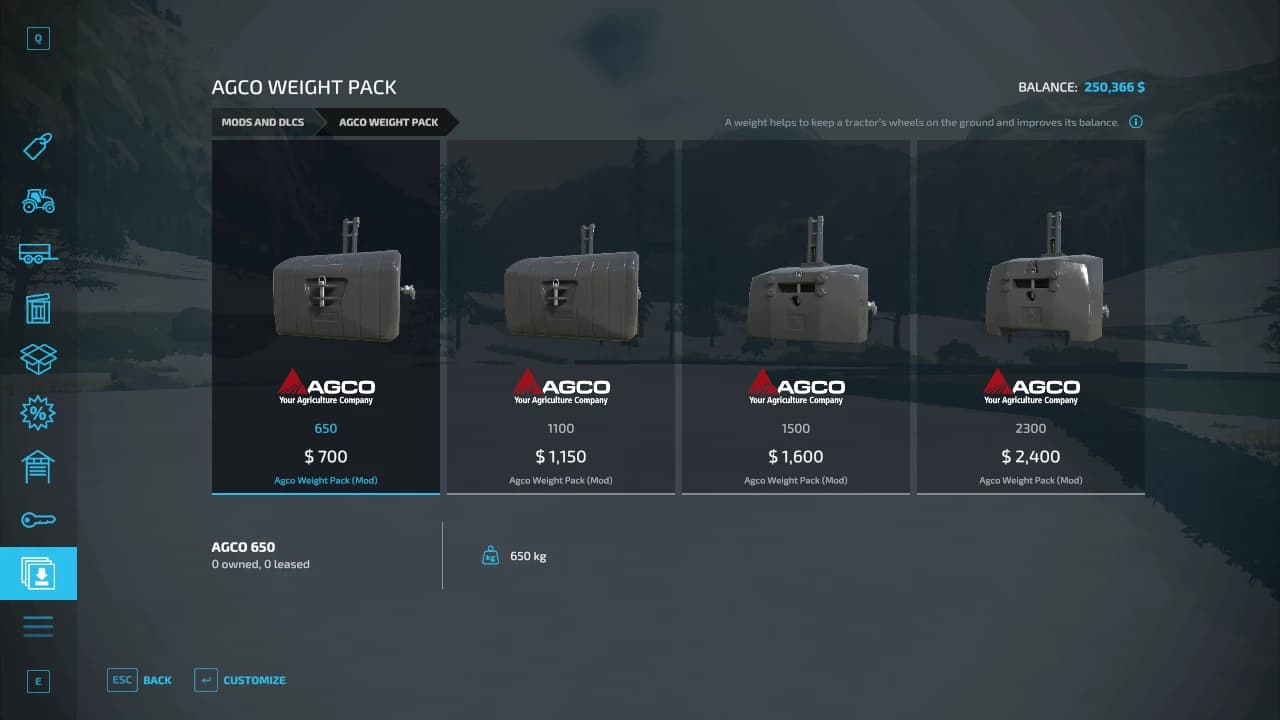 AGCO WEIGHT PACK