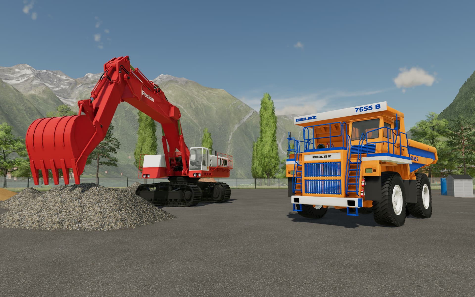 Belaz 7555 + Poclain 1000